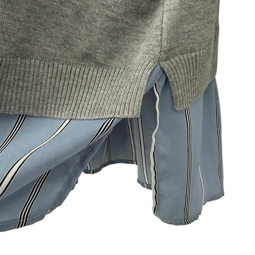 Adrianna Papell Womens 2-in-1 Mixed Media Layered Sweater Top Gray Blue Size 2X - Picture 10 of 14
